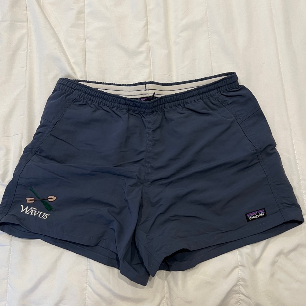 Patagonia Baggies 5in, Navy Blue with Patch, Women’s M
